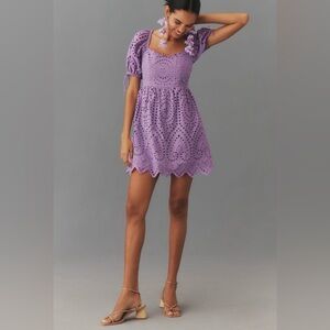 English Factory Short-Sleeve Scallop Mini Dress